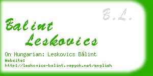 balint leskovics business card